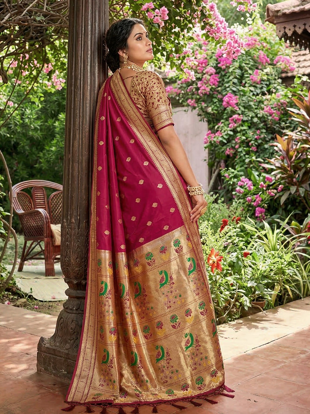 Alankrita Powerloom Paithani Silk (H) Ready To Wear Pocket Saree