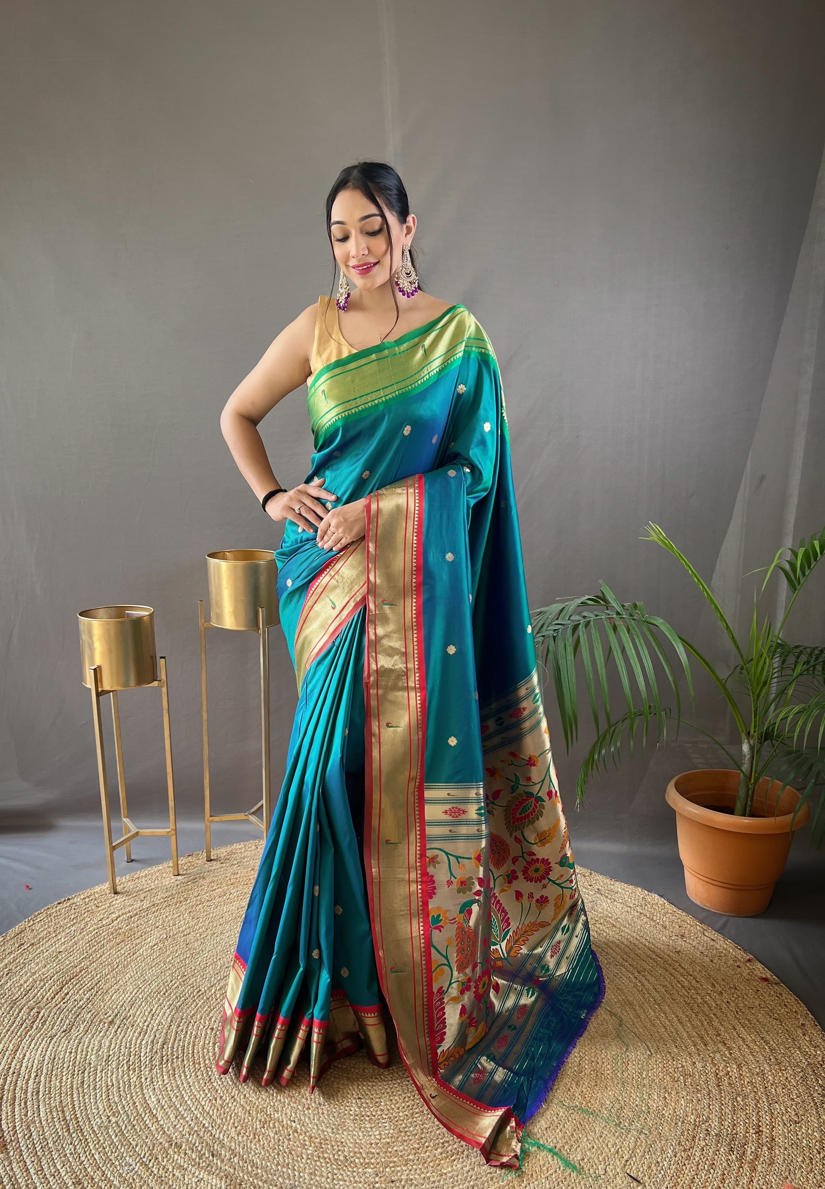 Utsav Umang Powerloom Paithani Silk Ready To Wear Pocket Saree