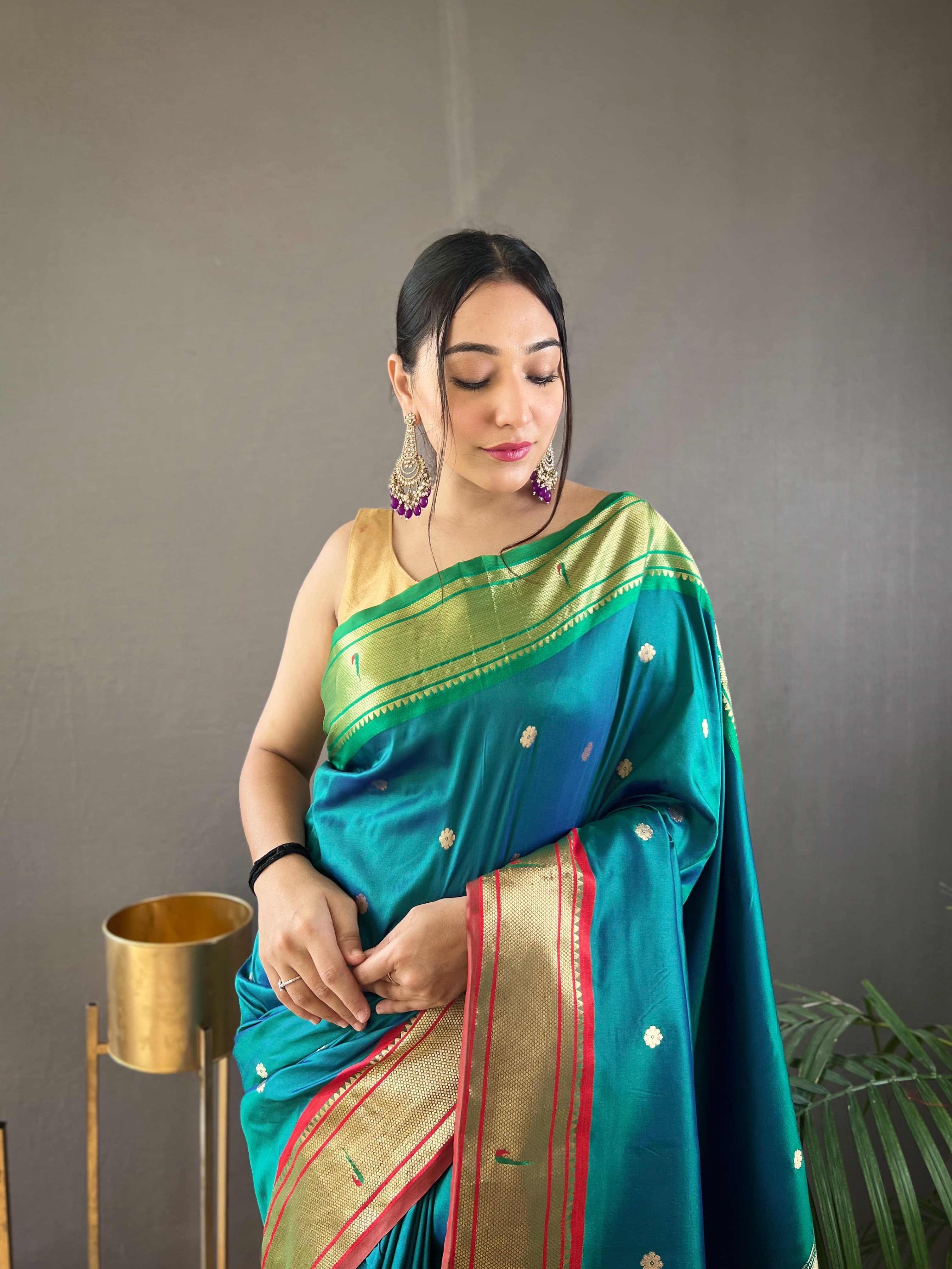 Utsav Umang Powerloom Paithani Silk Ready To Wear Pocket Saree