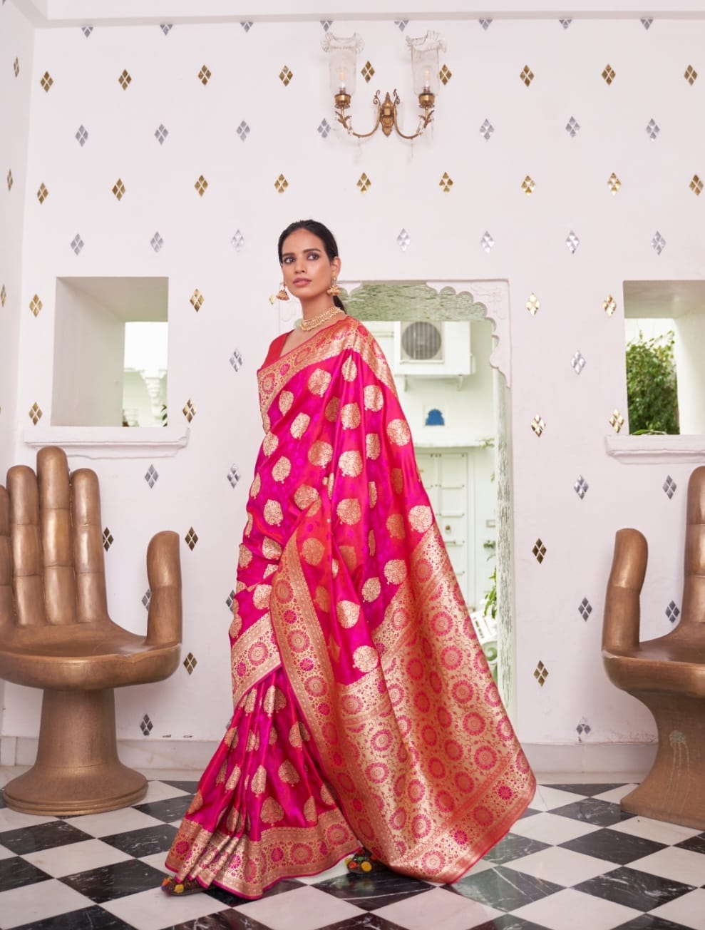 Seher Satin Silk Ready To Wear Pocket Saree