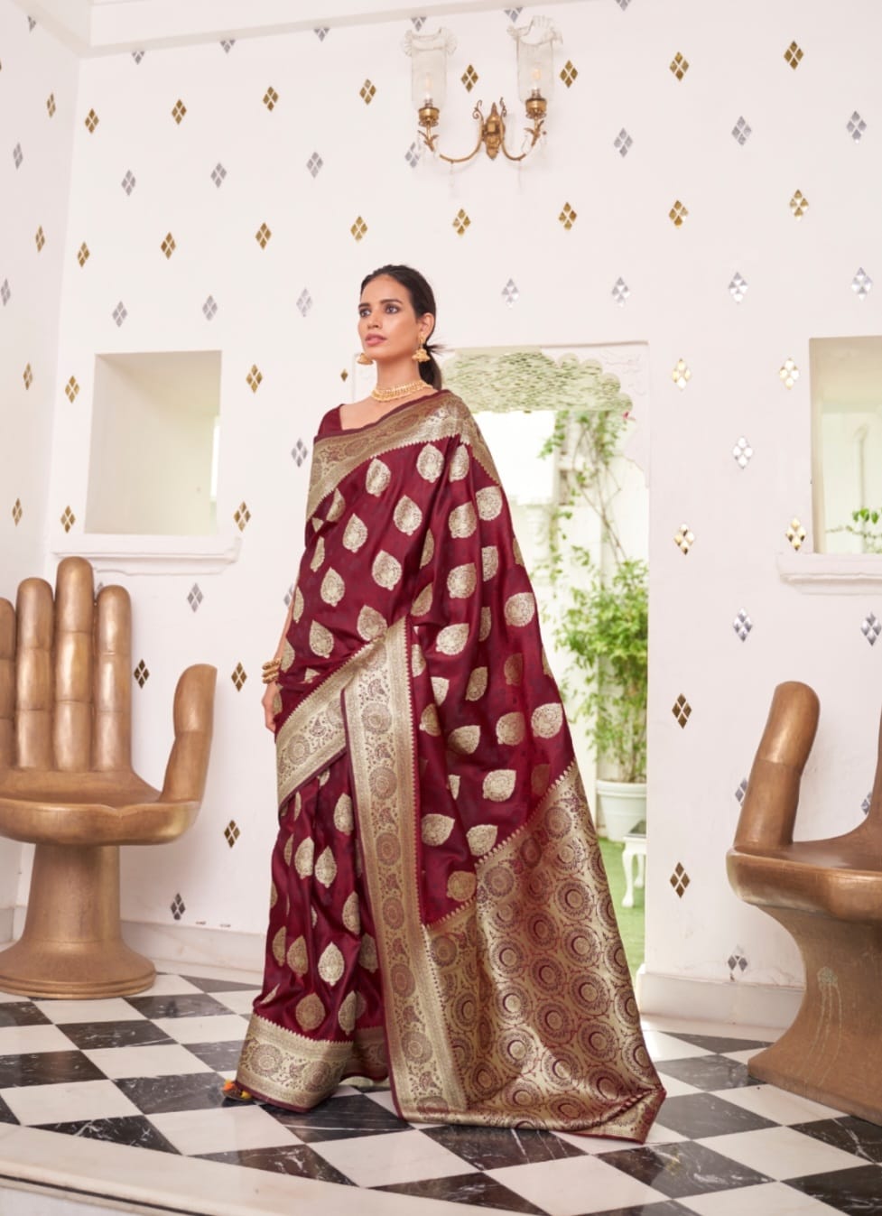 Utsav Glow Satin Silk Ready To Wear Pocket Saree