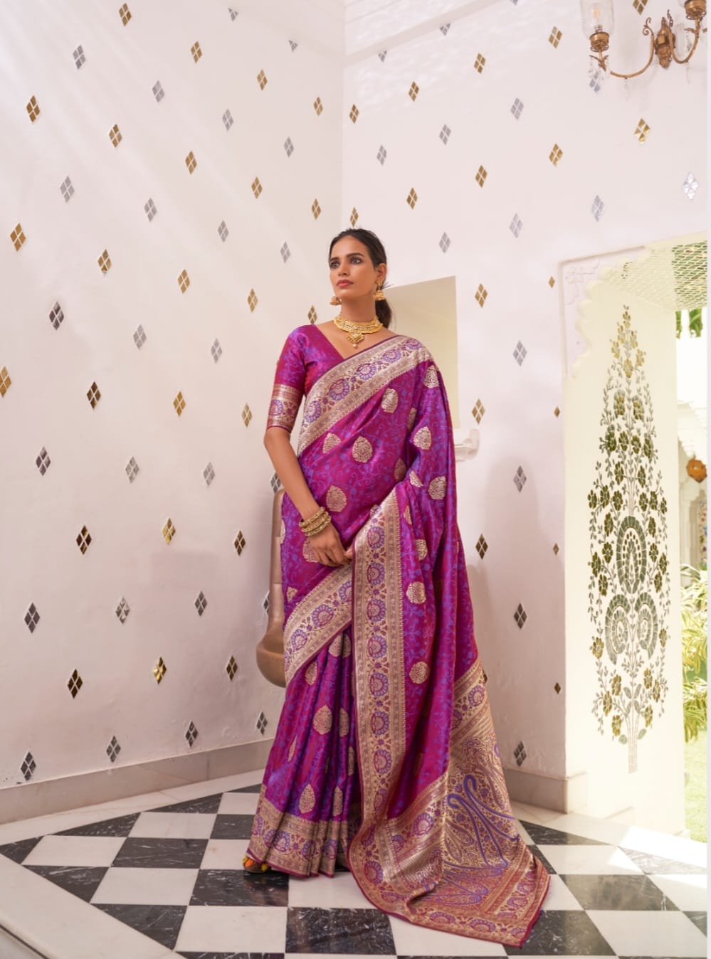 Shehnai Shimmer Satin Silk Ready To Wear Pocket Saree