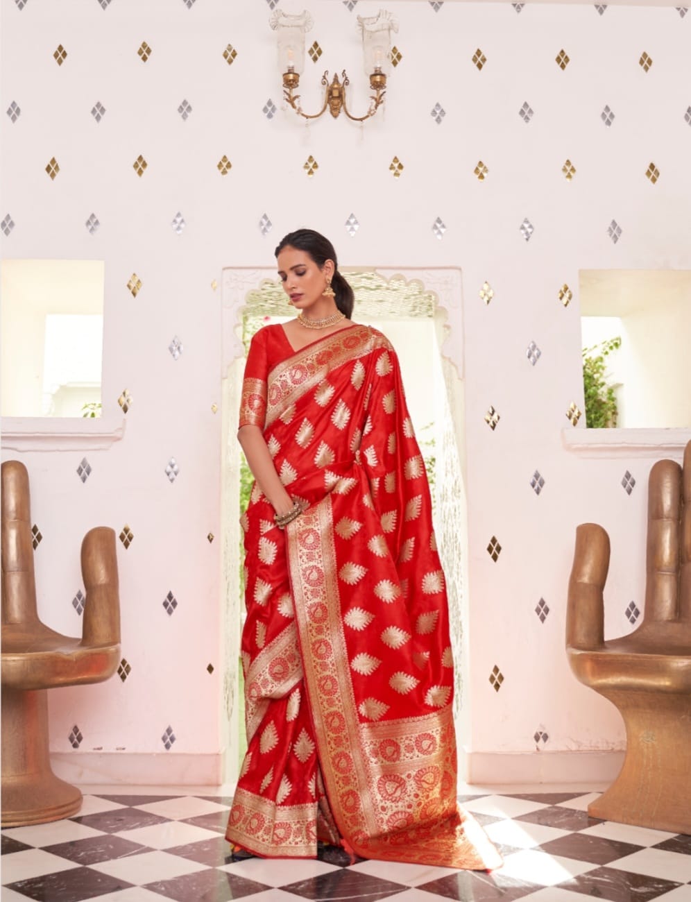 Sindoori Satin Silk Ready To Wear Pocket Saree