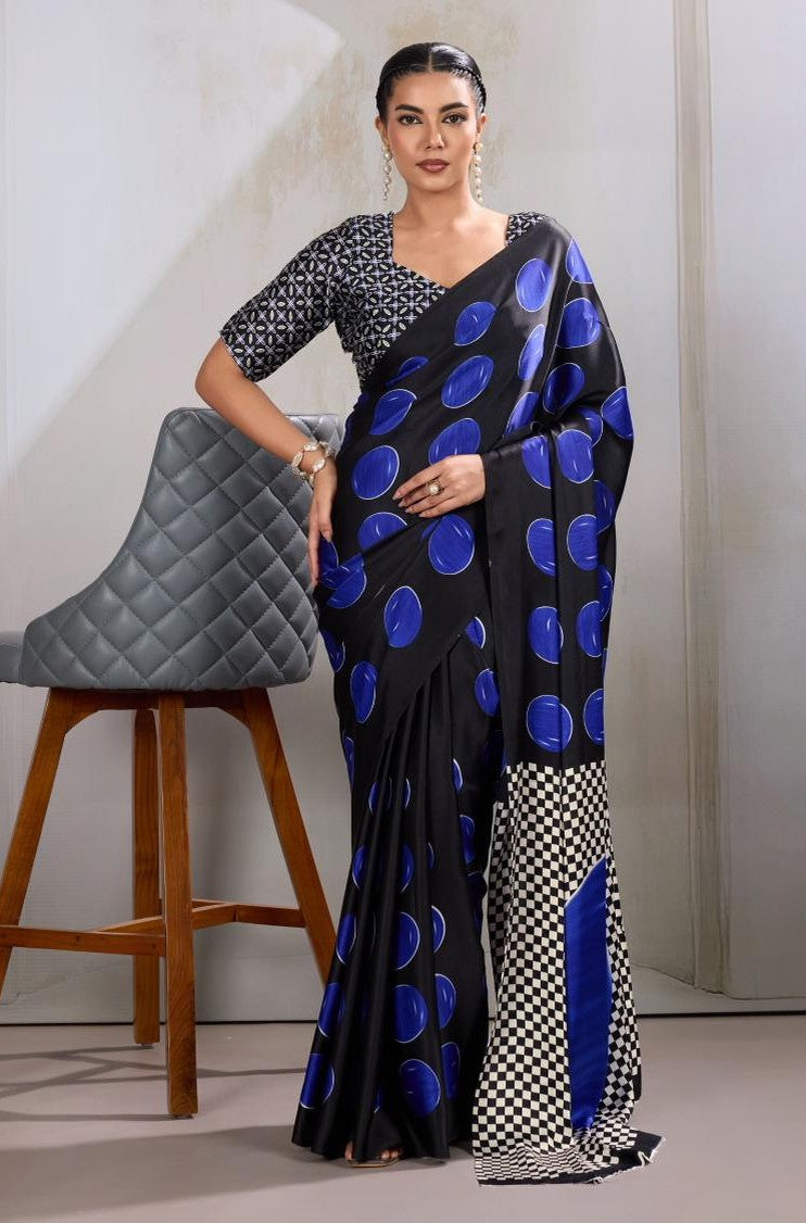 Modal Satin Ajrakh (B) Ready To Wear Pocket Saree