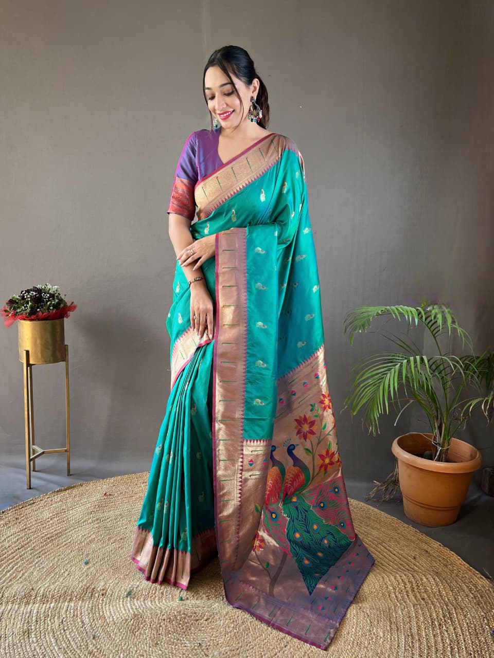 Mayurika Powerloom Paithani Silk (A) Ready To Wear Pocket Saree