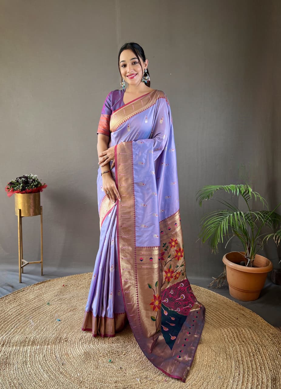Mayurika Powerloom Paithani Silk (C) Ready To Wear Pocket Saree