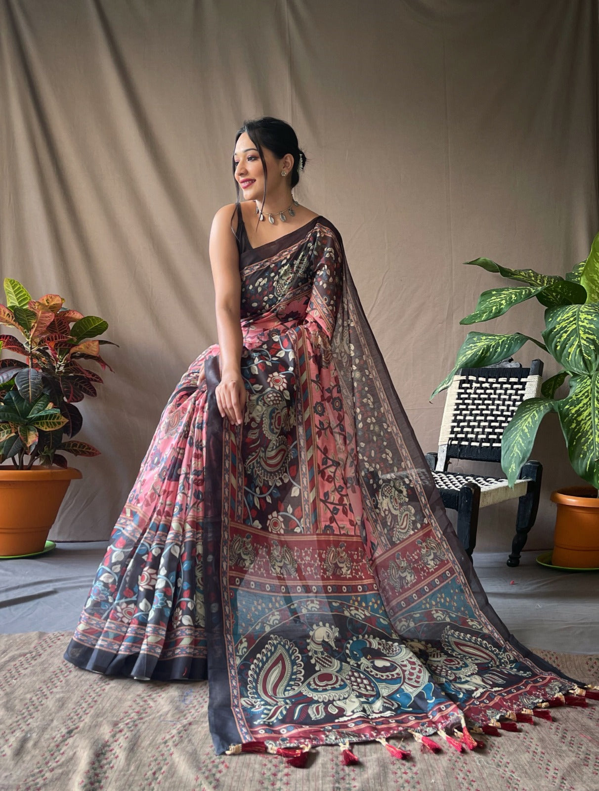 Cotton Kalamkari (M) Ready To Wear Pocket Saree