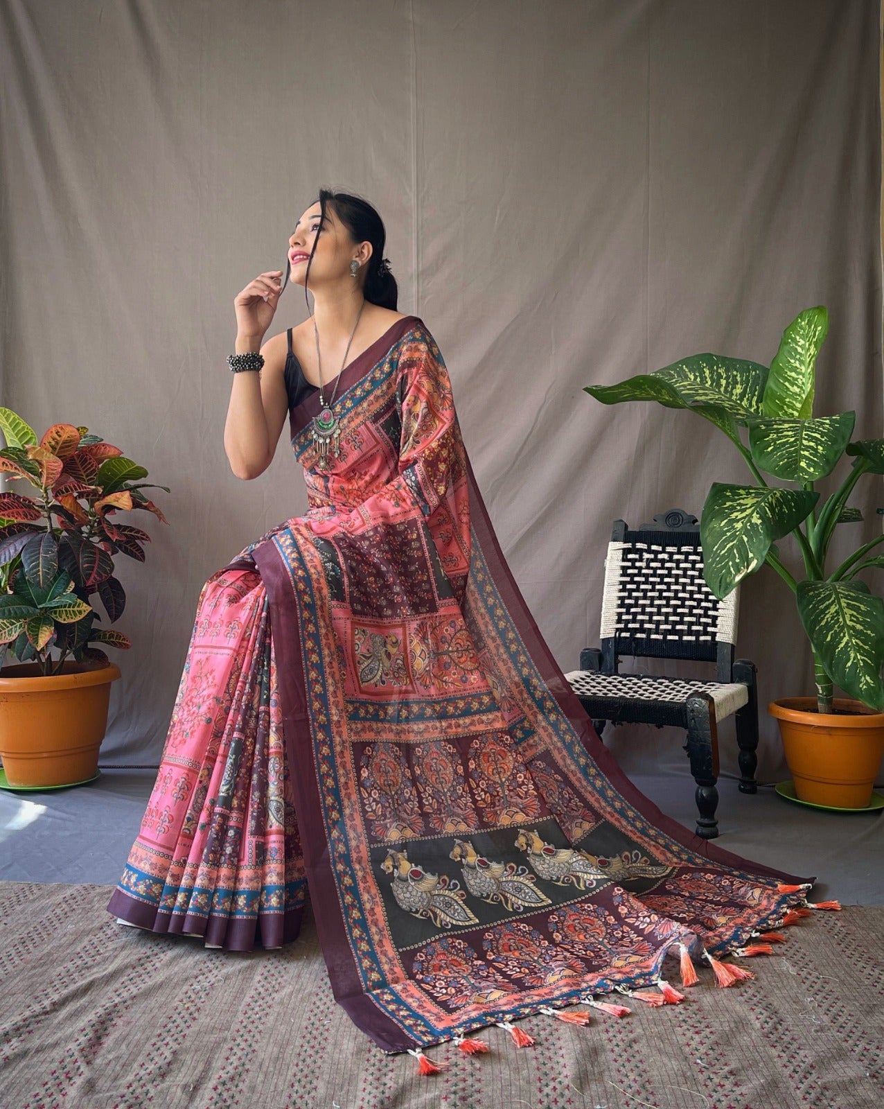 Cotton Kalamkari (F) Ready To Wear Pocket Saree