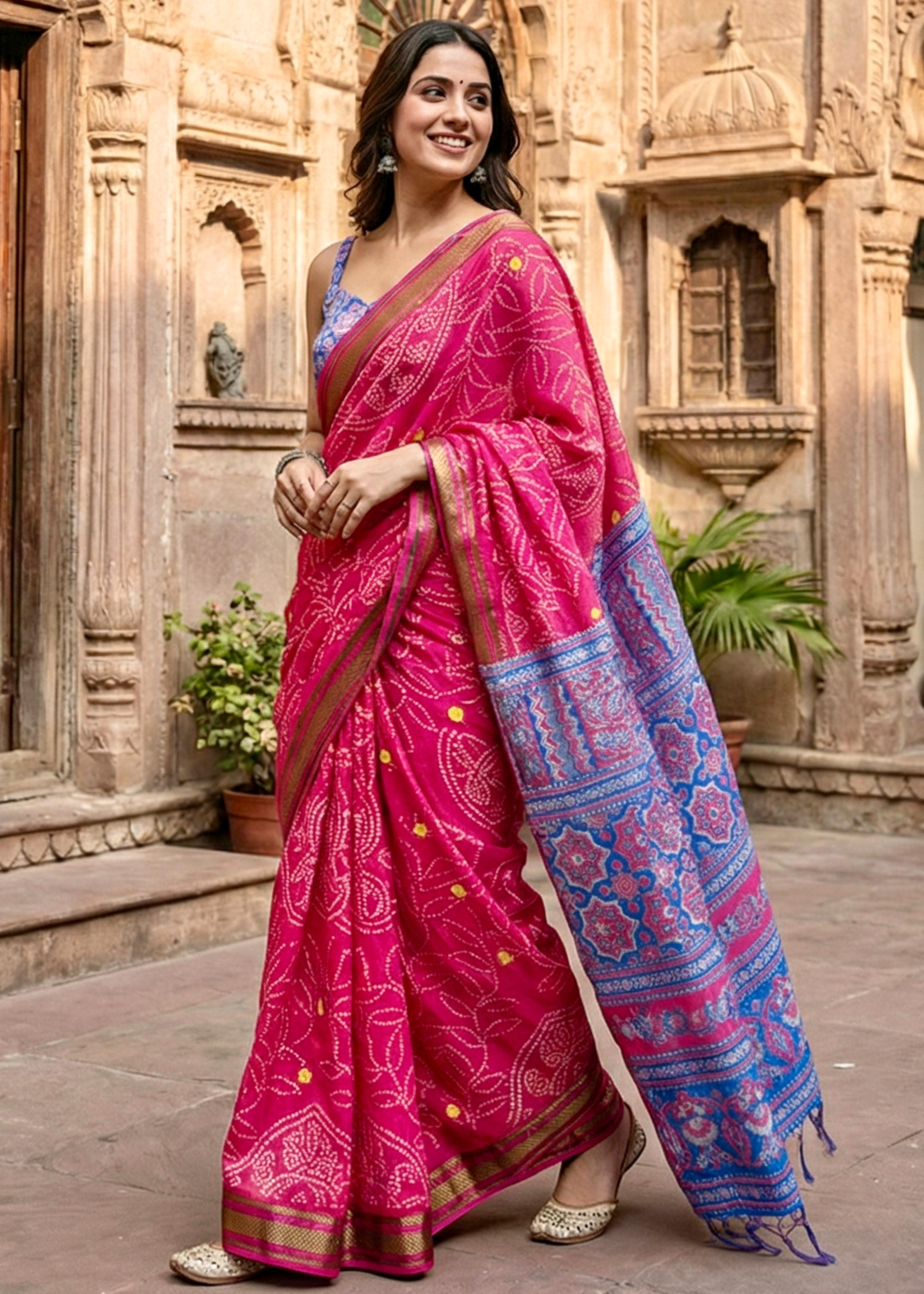 Rangrez Bandhej Cotton (C) Ready To Wear Pocket Saree