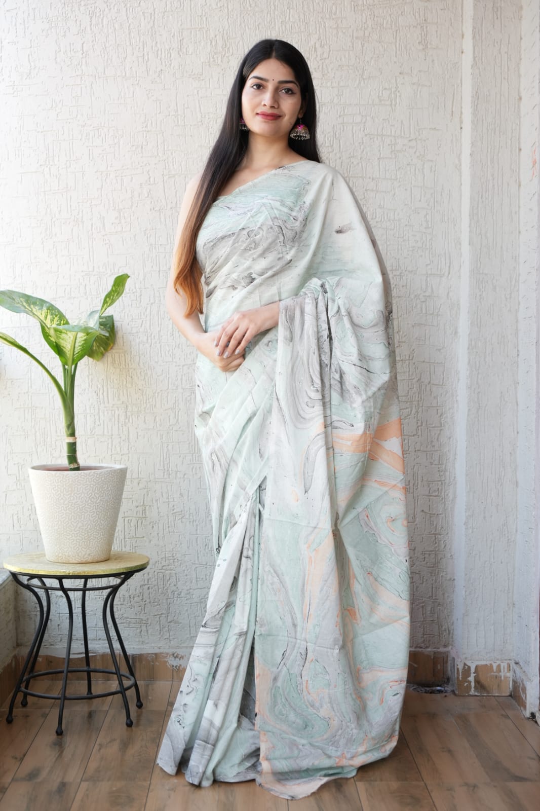 Sahara Marble Mul Cotton Ready To Wear Pocket saree