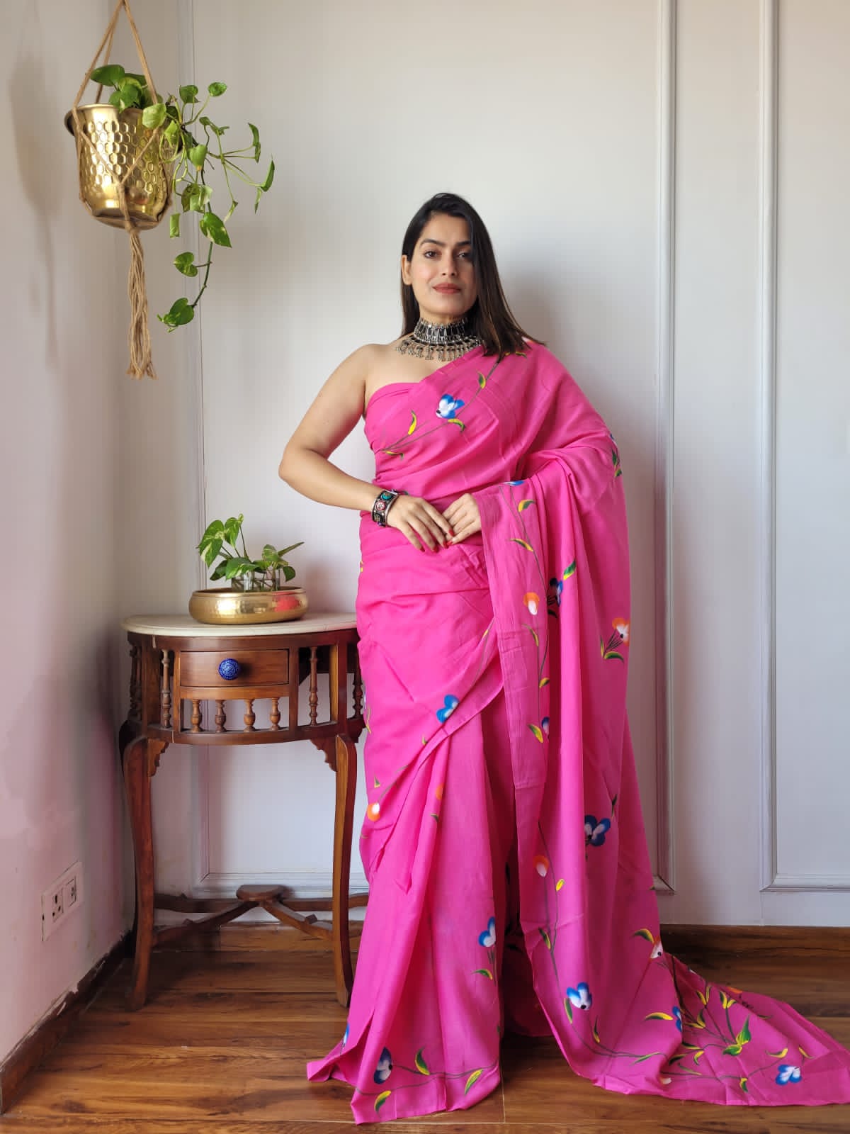 Floral Drift Mul Cotton (E) Ready To Wear Pocket Saree