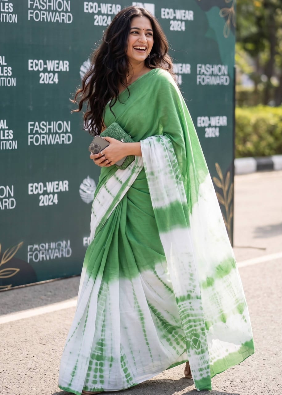 Rangdhara Cotton (Green) Ready To Wear Pocket Saree