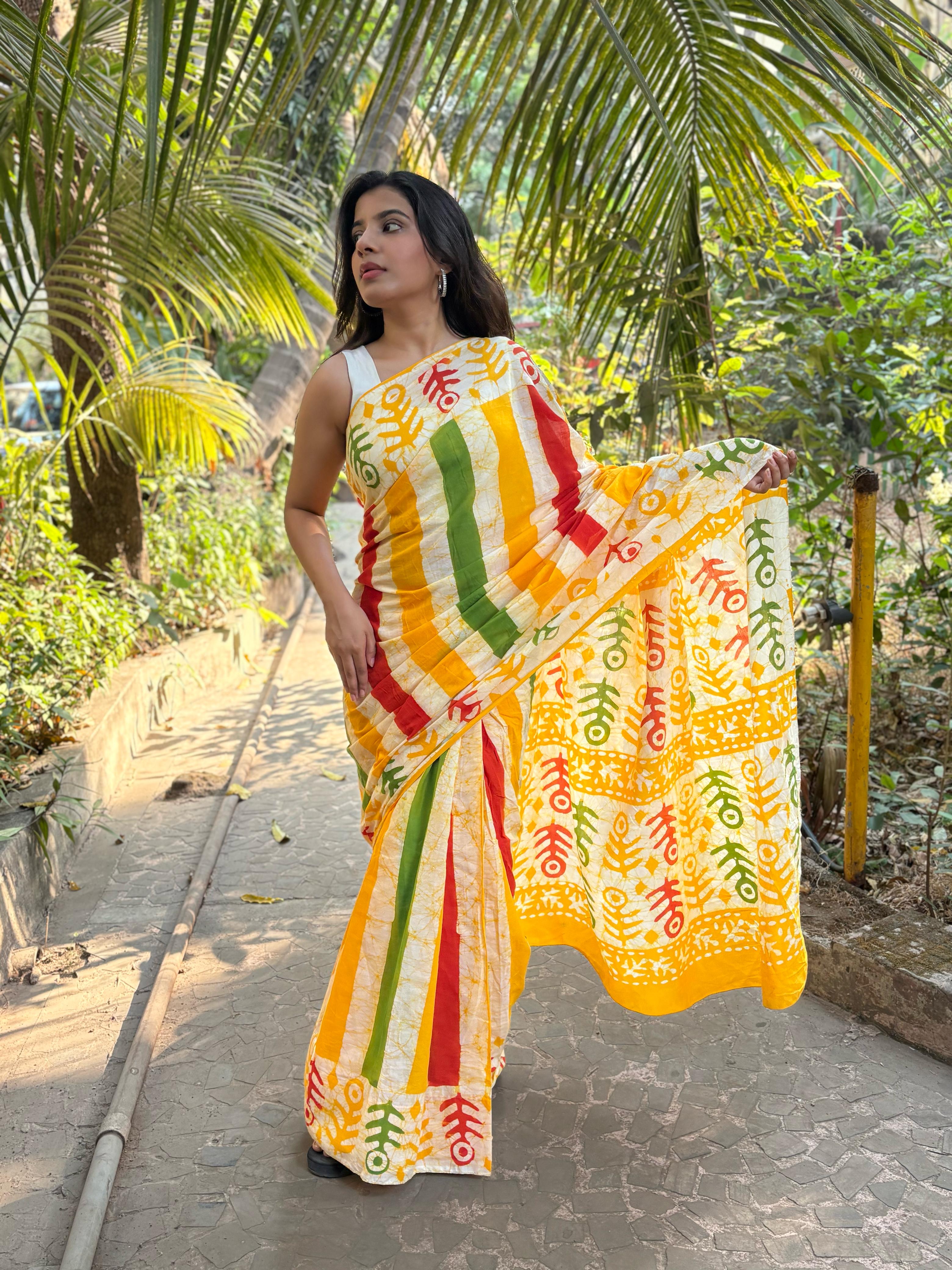 Colour Carnival Mul Cotton Ready To Wear Pocket Saree