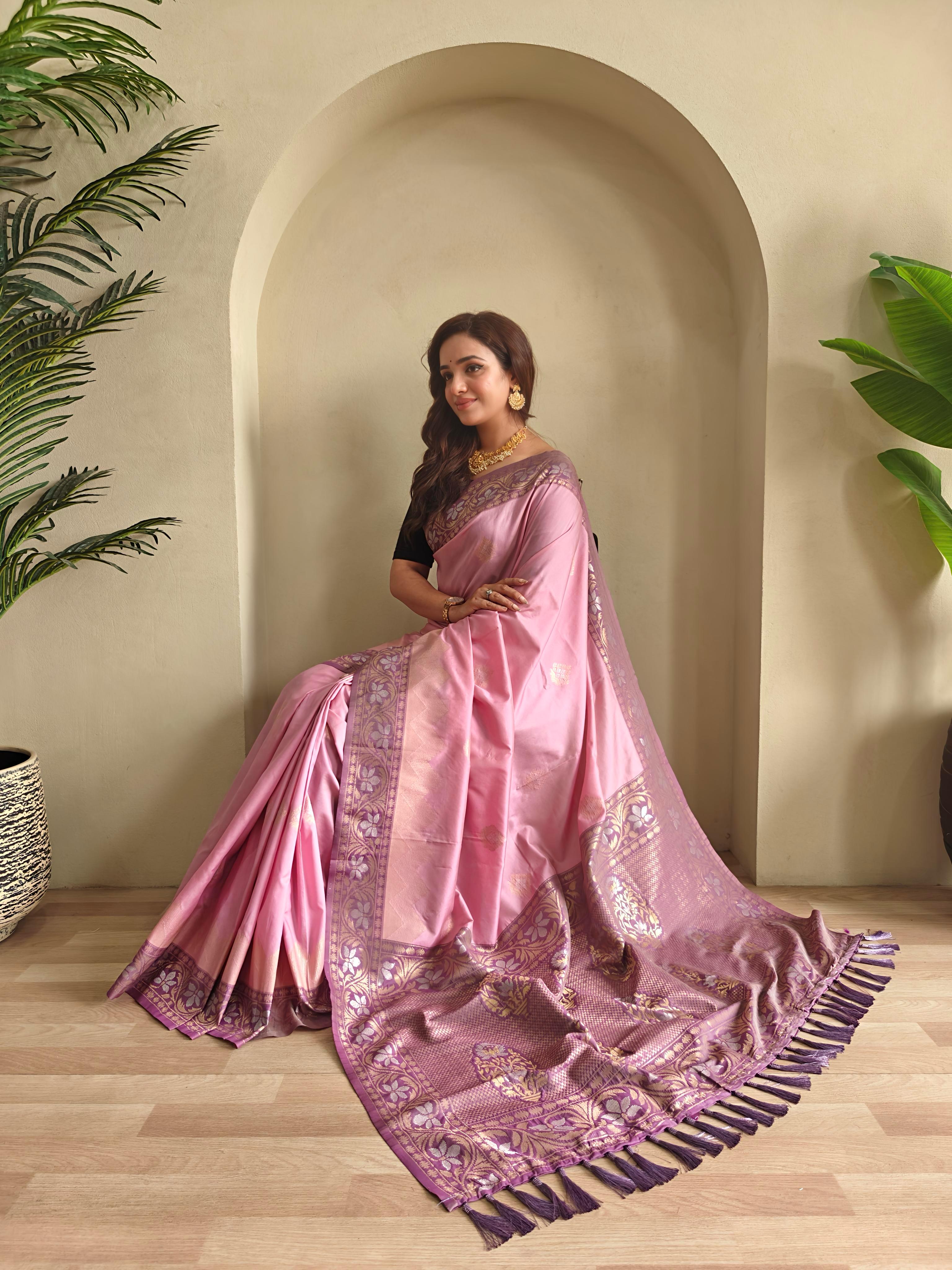 Drape & Dream Dual Tone Silk Ready To Wear Pocket Saree