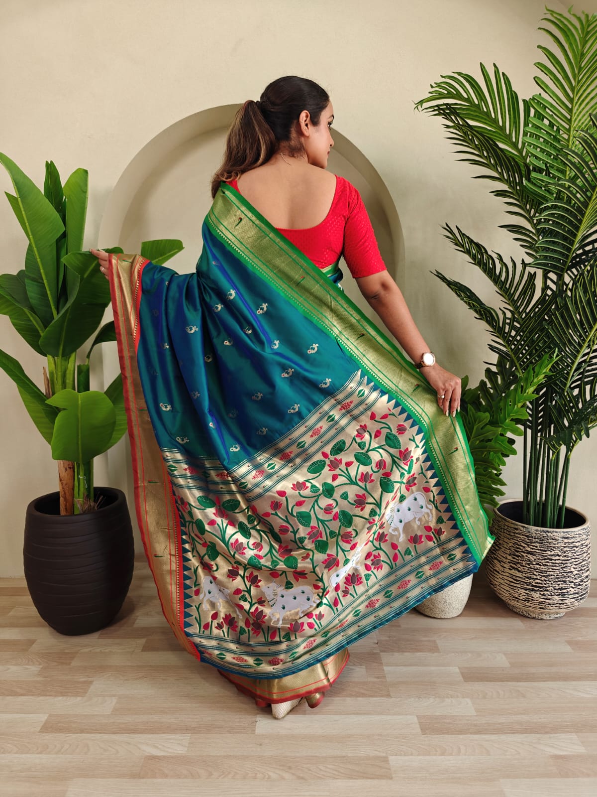 Utsav Umang PowerLoom Paithani Silk (B) Ready To Wear Pocket Saree
