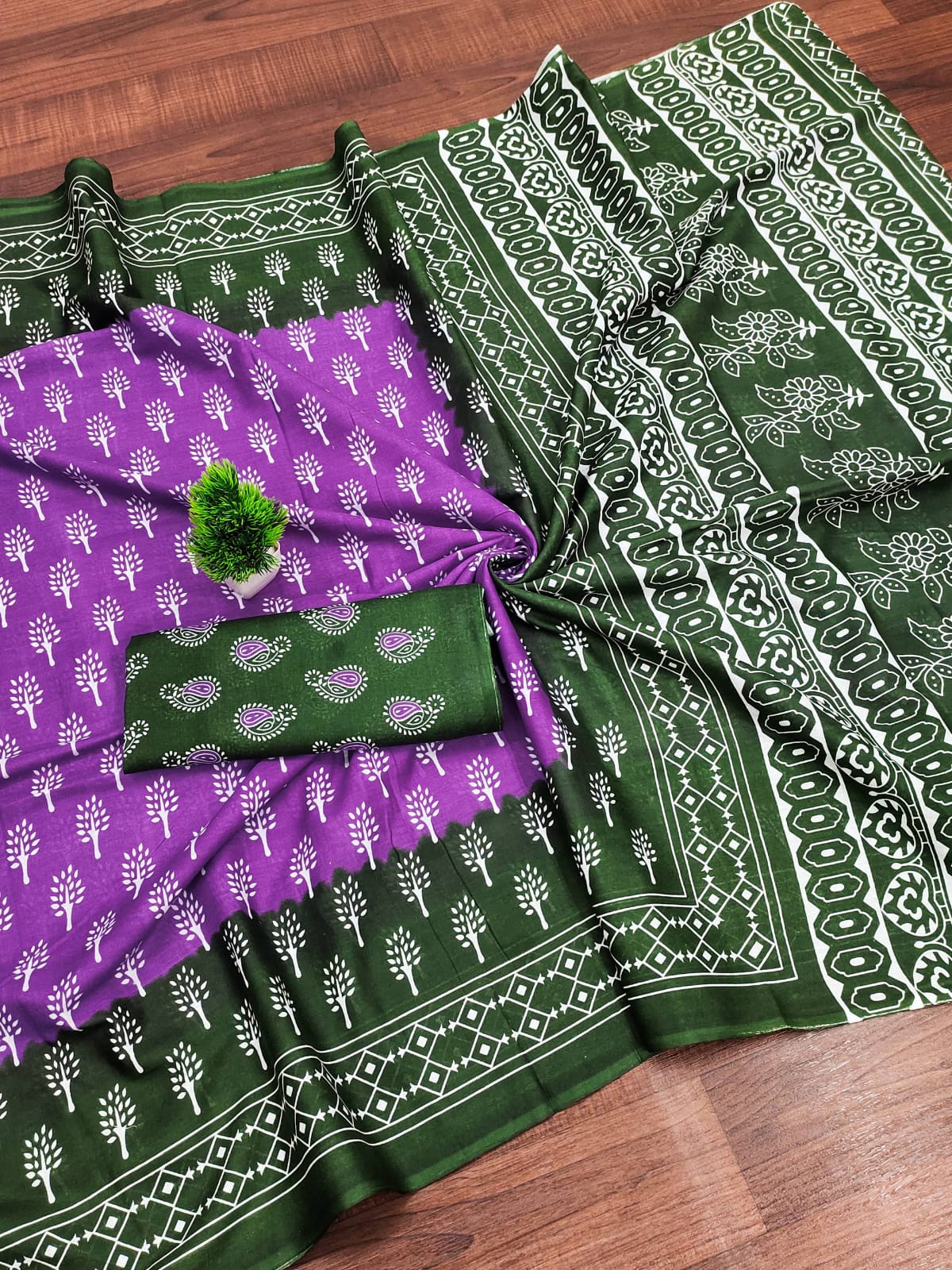 Forest Flame Cotton Printed (D) Ready To Wear Pocket Saree