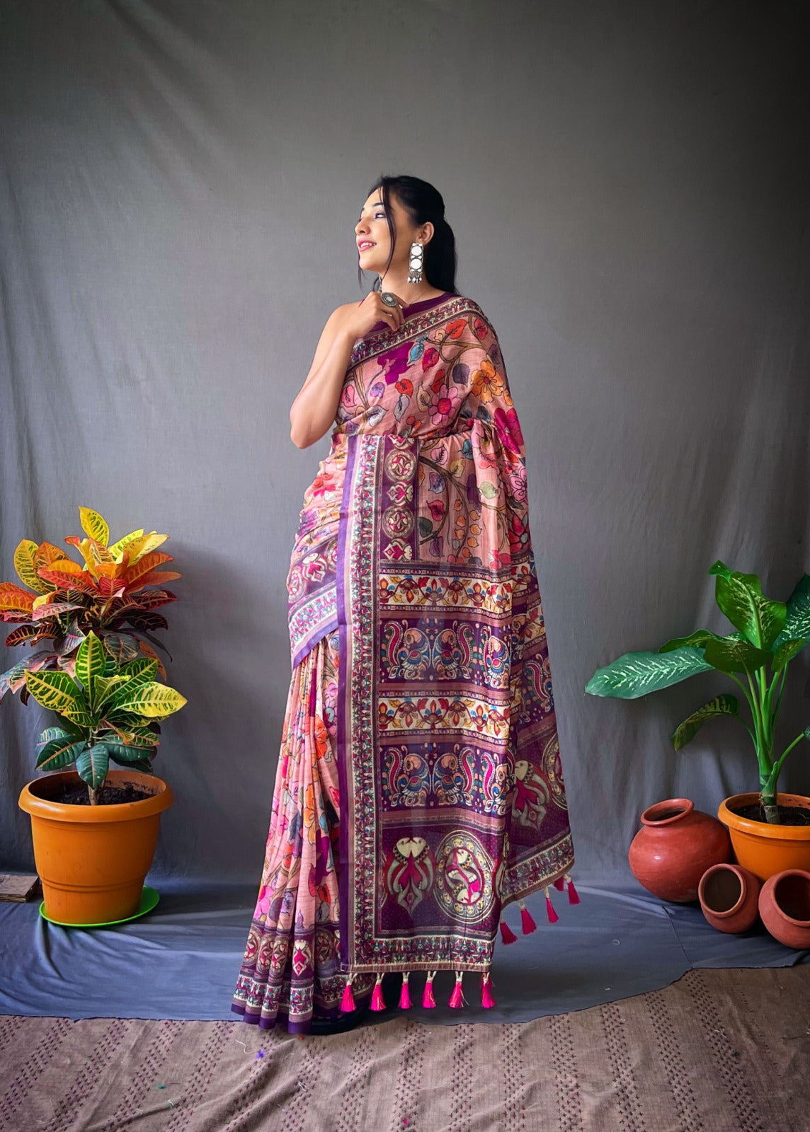 Cotton Kalamkari (C) Ready To Wear Pocket Saree