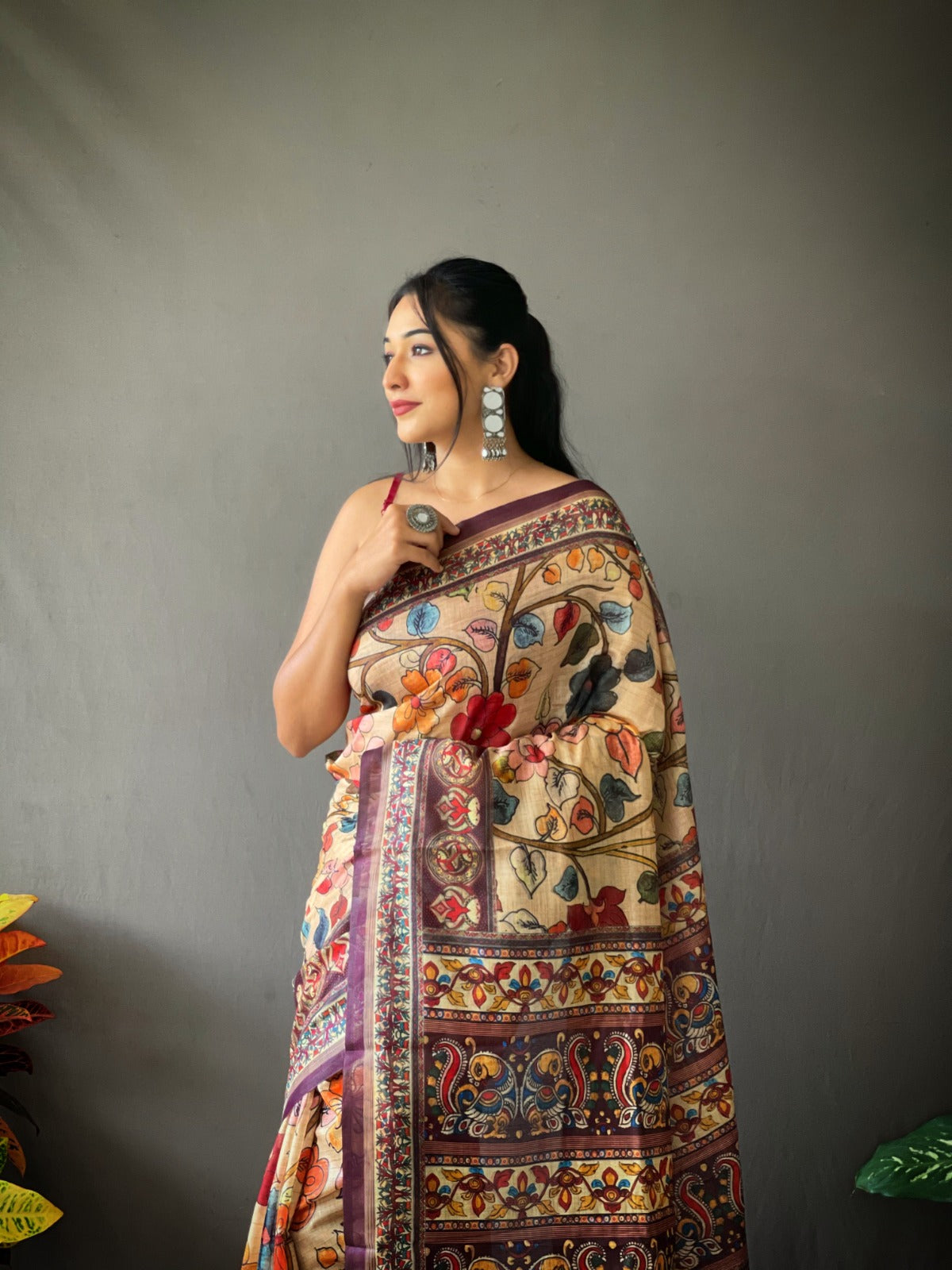 Cotton Kalamkari (D) Ready To Wear Pocket Saree