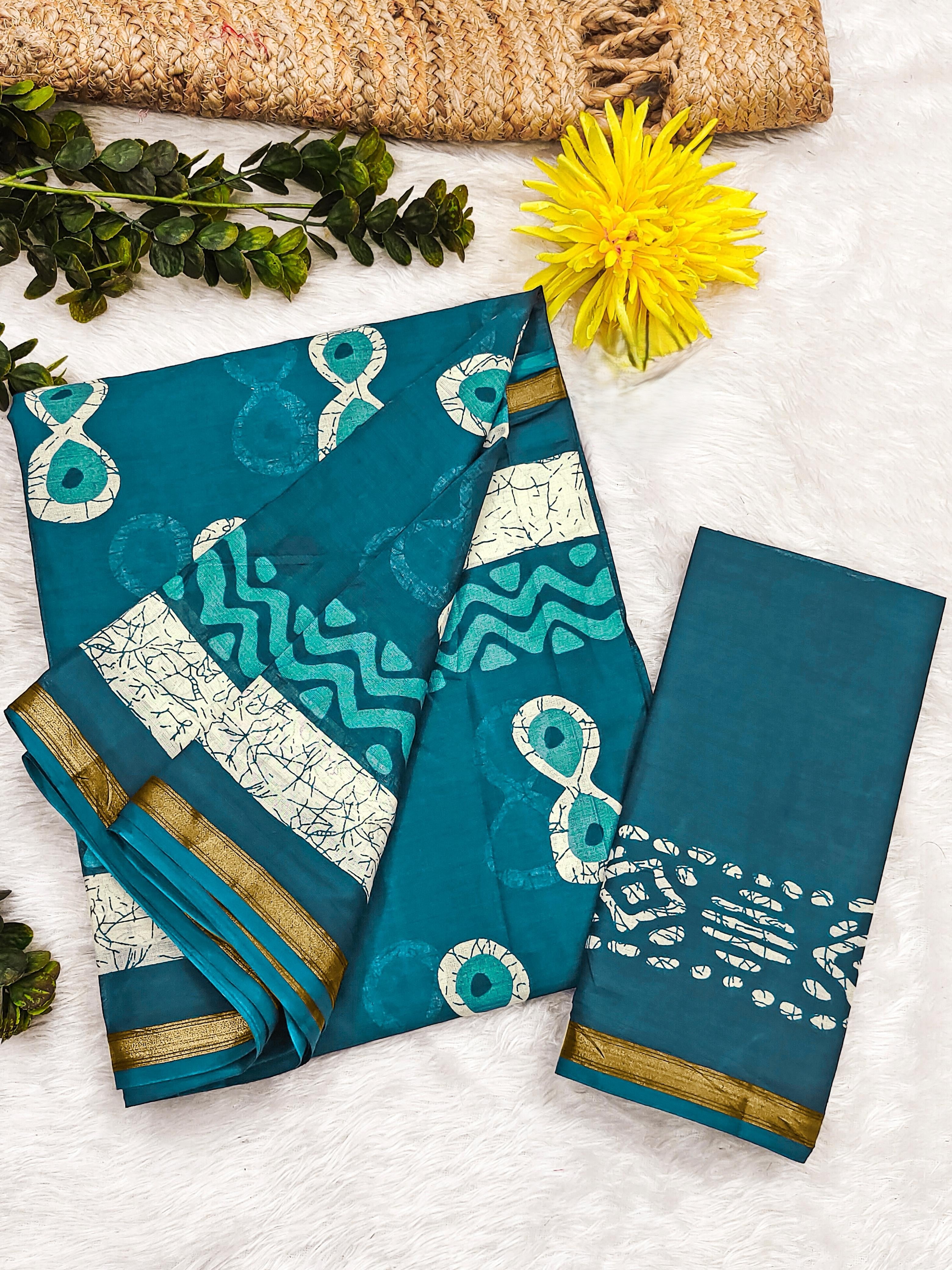 Sky Blue Modal Mul Cotton Ready To Wear Pocket Saree