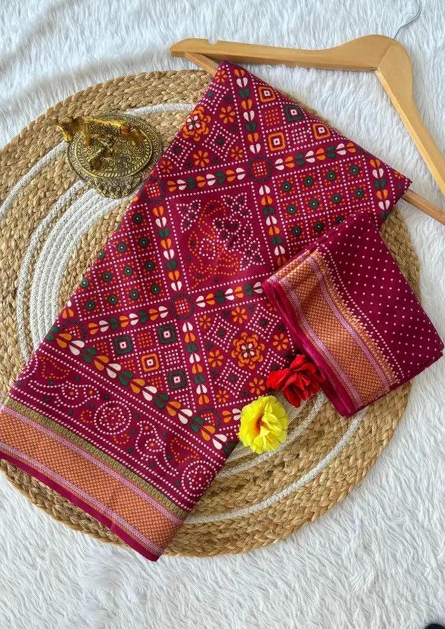 Gharchola Bandhani Cotton (B) Ready To Wear Pocket Saree