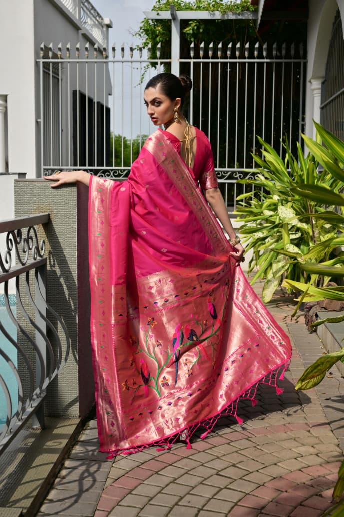 Utsav Umang Powerloom Paithani Silk (E) Ready To Wear Pocket Saree