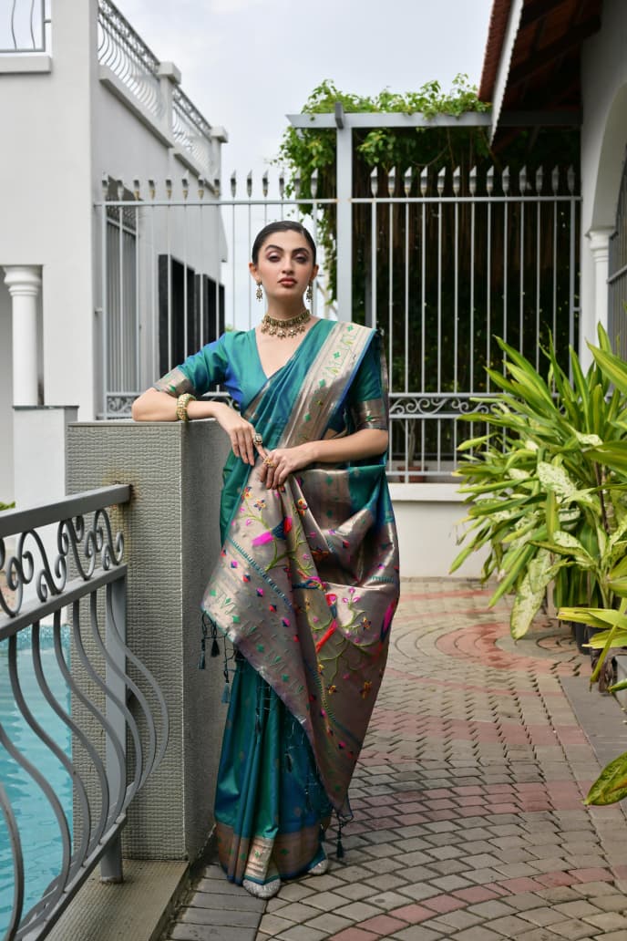 Utsav Umang Powerloom Paithani Silk (A) Ready To Wear Pocket Saree
