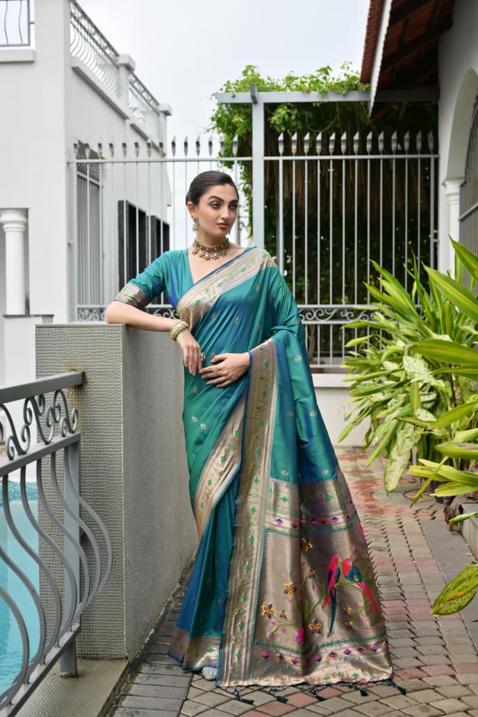 Utsav Umang Powerloom Paithani Silk (A) Ready To Wear Pocket Saree
