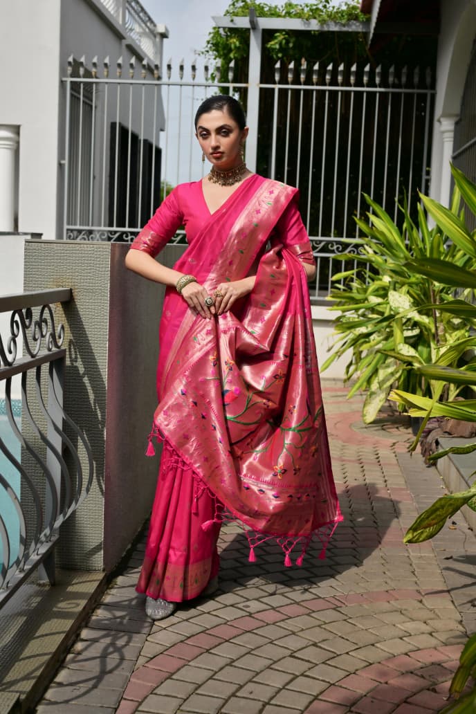 Utsav Umang Powerloom Paithani Silk (E) Ready To Wear Pocket Saree