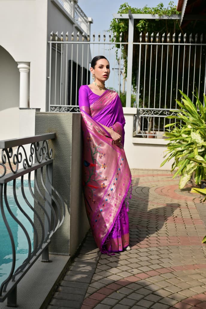 Utsav Umang PowerLoom Paithani Silk (B) Ready To Wear Pocket Saree