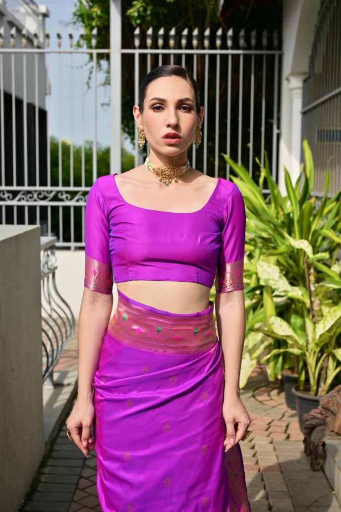 Utsav Umang PowerLoom Paithani Silk (B) Ready To Wear Pocket Saree