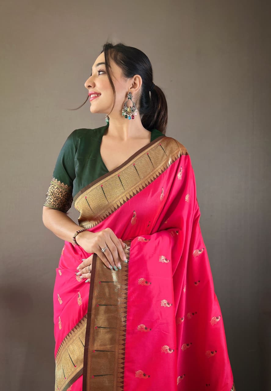 Mayurika Powerloom Paithani Silk (F) Ready To Wear Pocket Saree