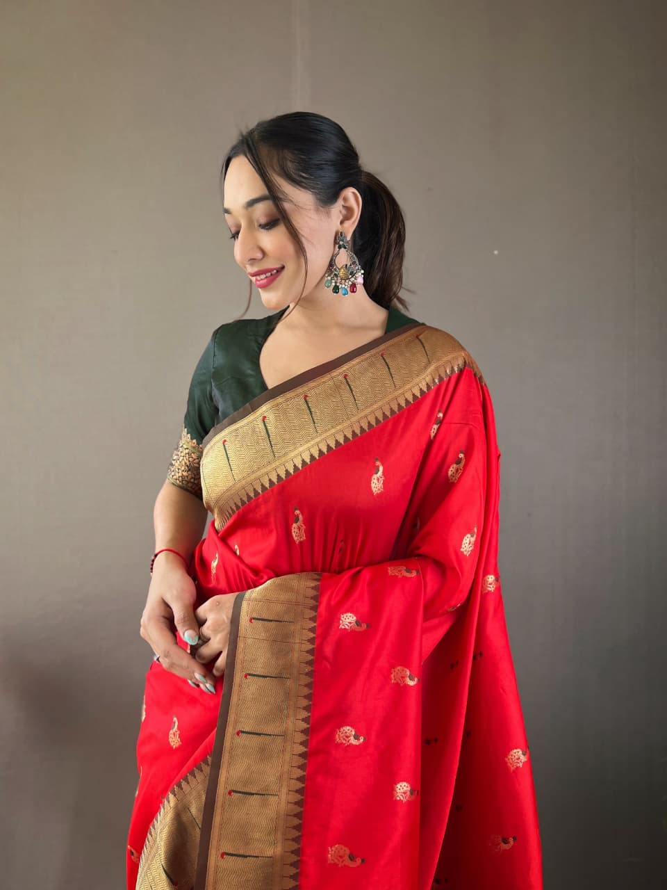 Mayurika Powerloom Paithani Silk (D) Ready To Wear Pocket saree