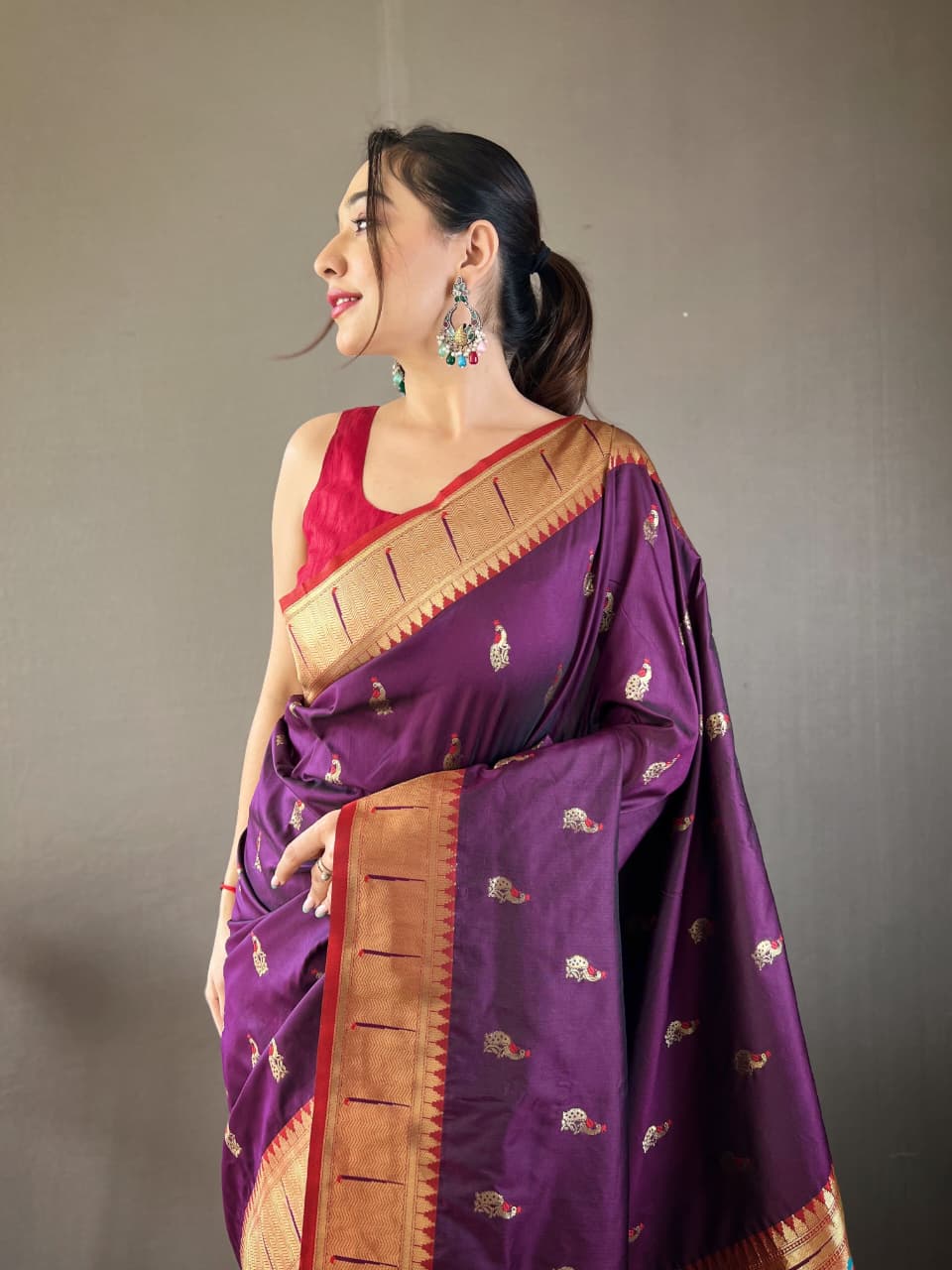 Mayurika Powerloom Paithani Silk (E) Ready To Wear Pocket Saree