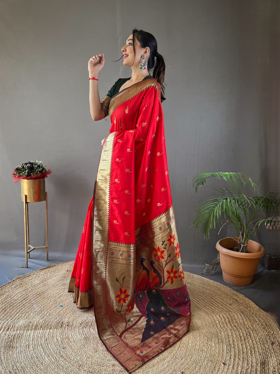 Mayurika Powerloom Paithani Silk (D) Ready To Wear Pocket saree