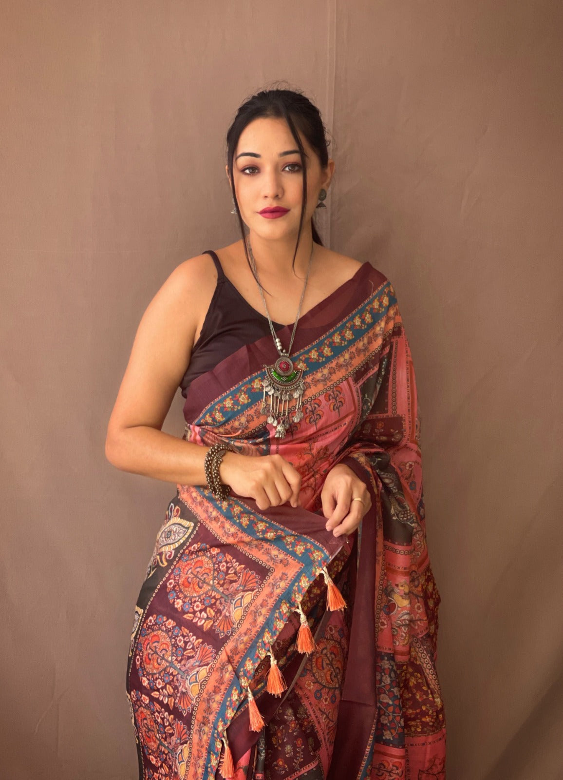 Cotton Kalamkari (F) Ready To Wear Pocket Saree
