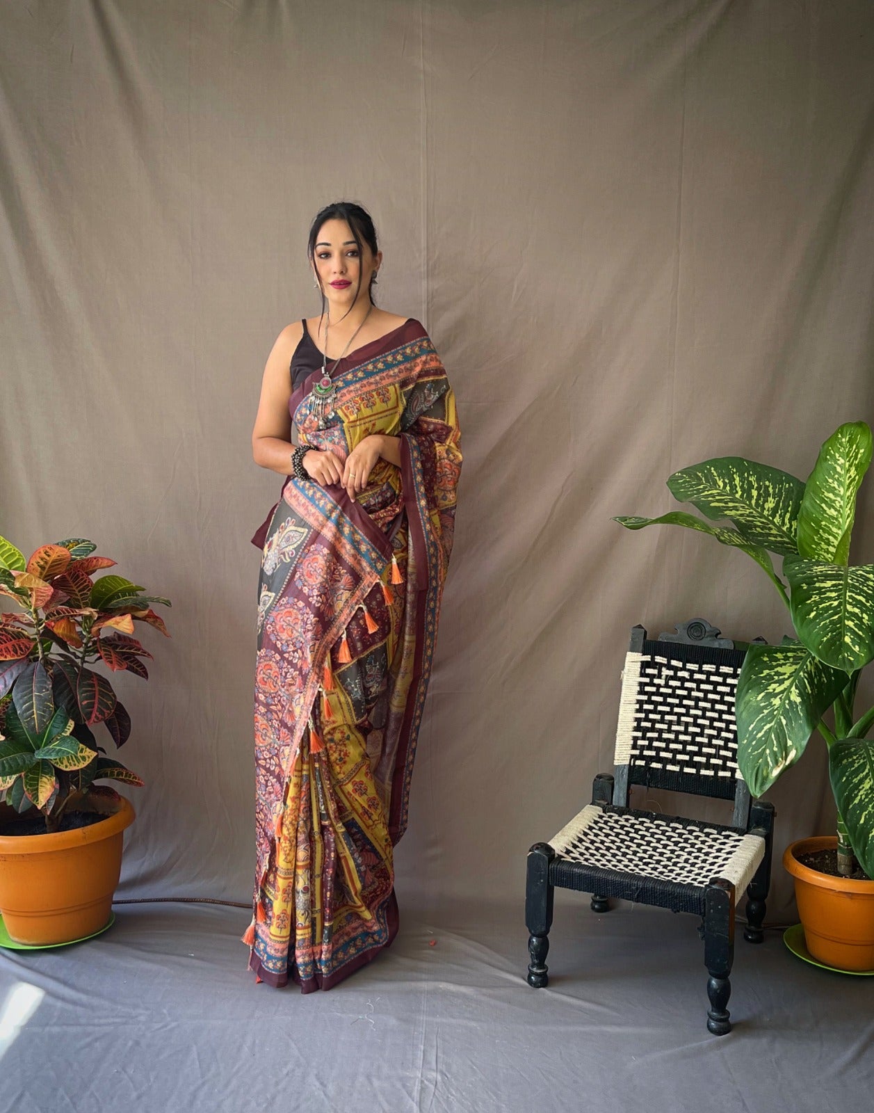 Cotton Kalamkari (E) Ready To Wear Pocket Saree