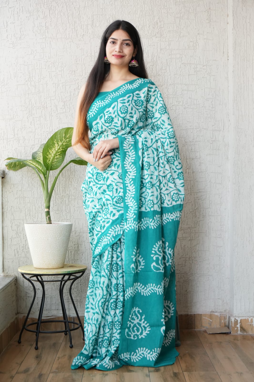 Beanstalk Mul Cotton Ready To Wear Pocket Saree