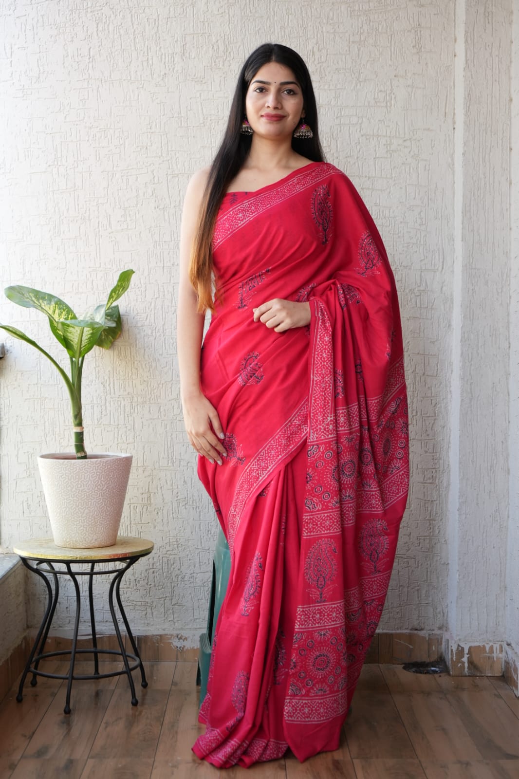 Azalia Mul Cotton Ready-To-Wear Pocket Saree
