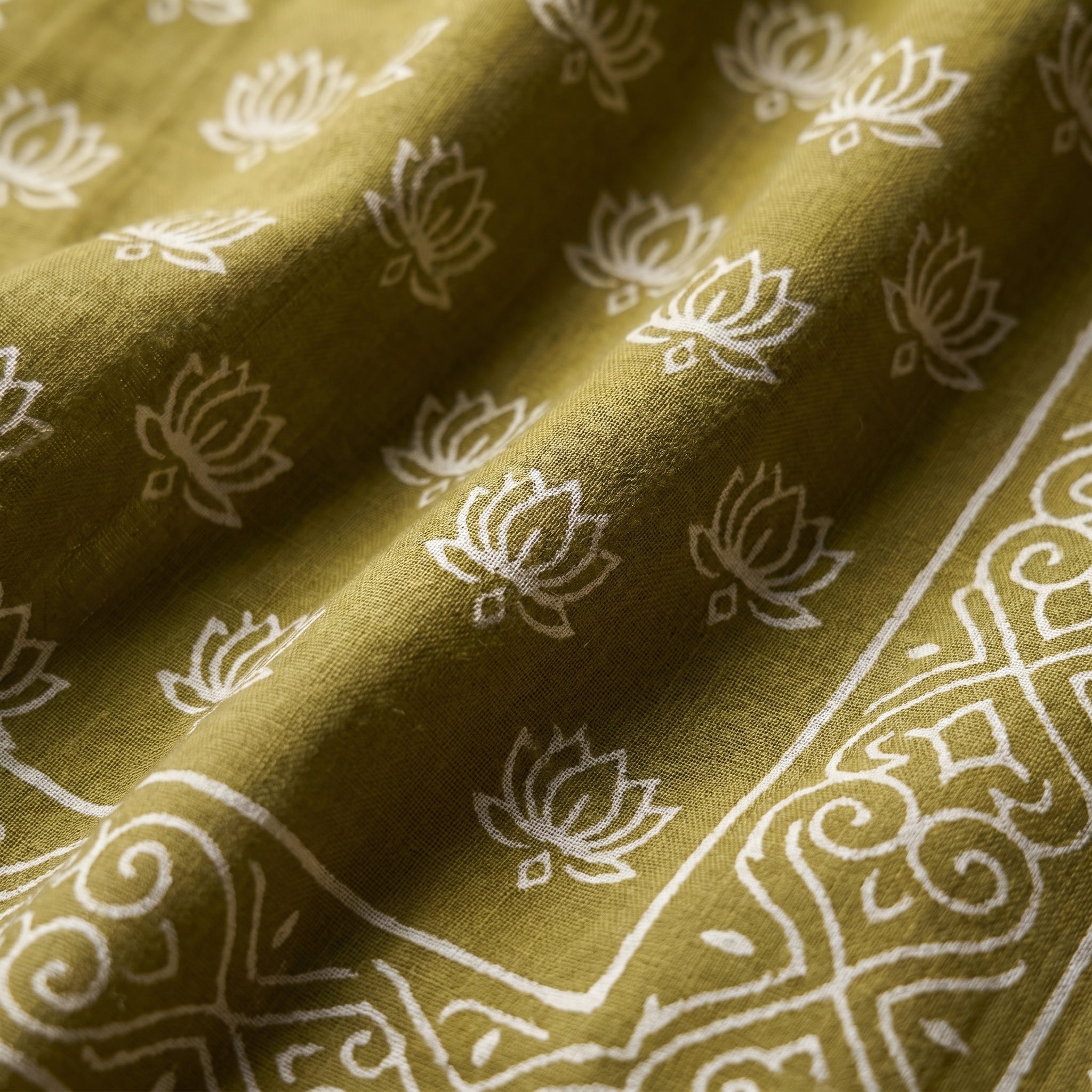Mehandi Mood Mul Cotton Ready-To-Wear Pocket Saree