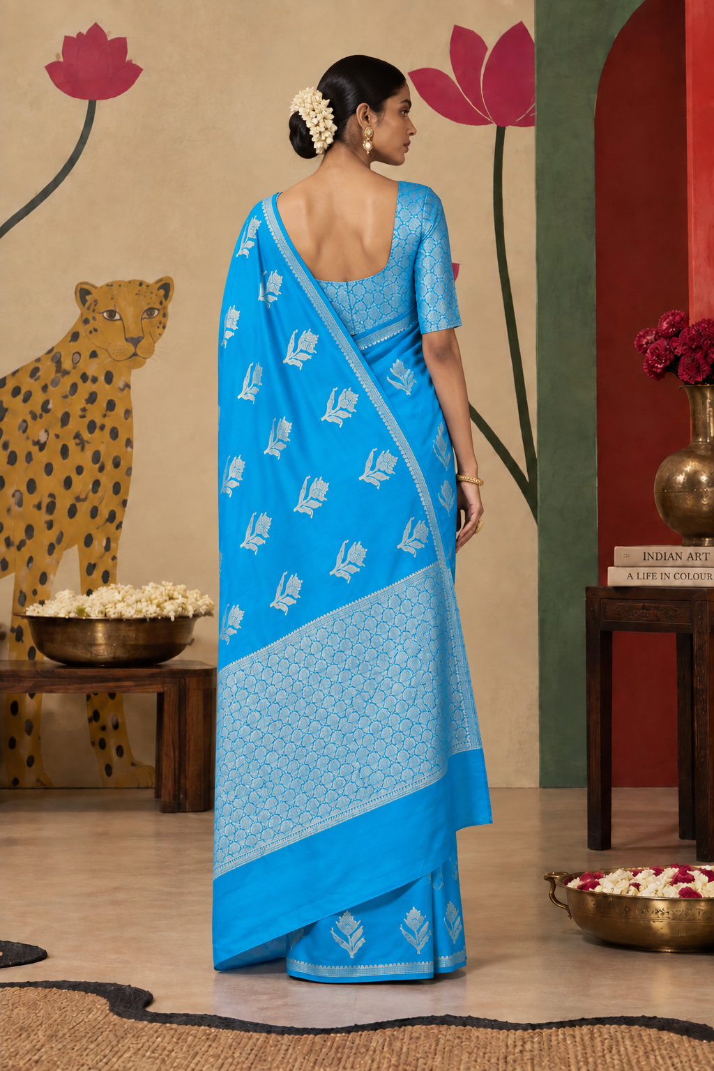 Banarasi Katan Silk Ready To Wear Pocket saree | Blue