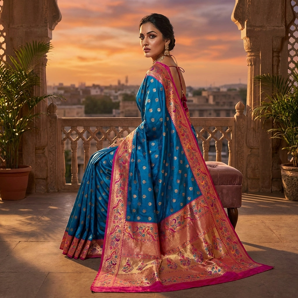 Vihangini Powerloom Paithani Silk (F) Ready To Wear Pocket Saree
