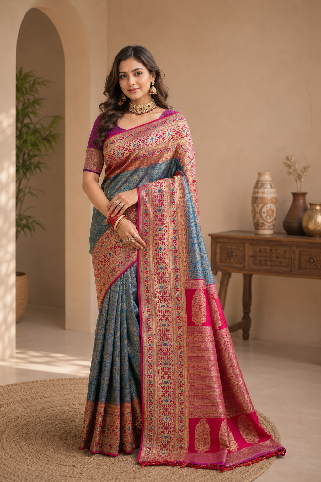 Golden Hour Banarasi Silk (A) Ready To Wear Pocket Saree
