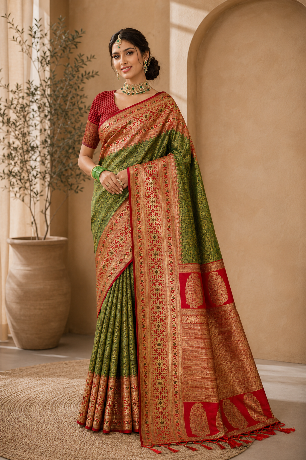 Golden Hour Banarasi Silk (B) Ready To Wear Pocket Saree