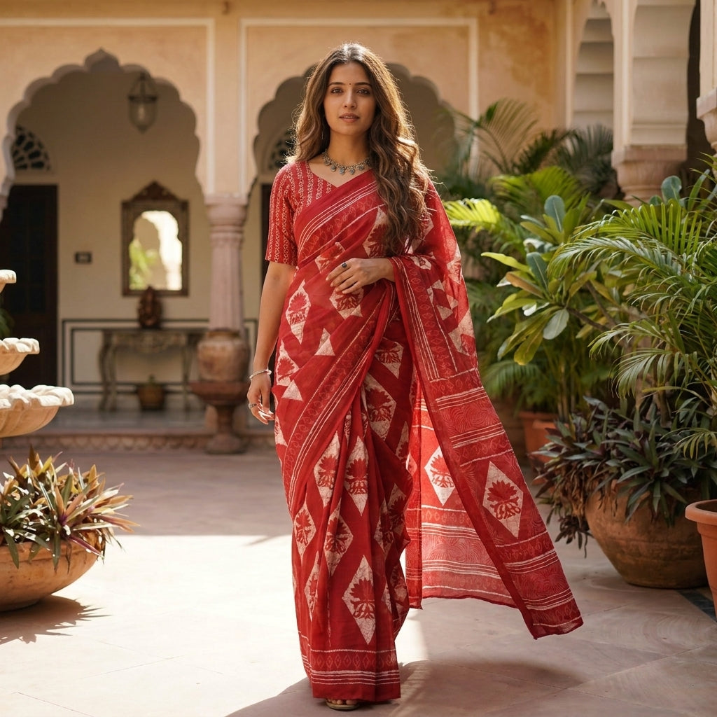 Nine to Thrive Mul Cotton (A) Ready To Wear Pocket Saree