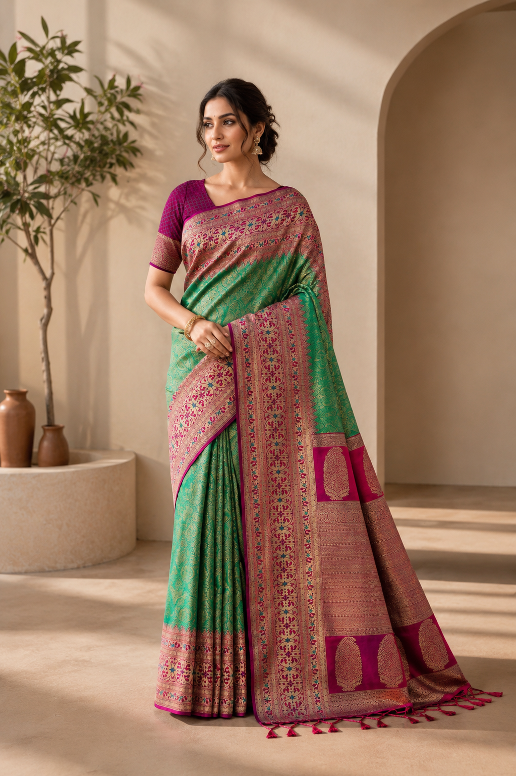 Golden Hour Banarasi Silk (C) Ready To Wear Pocket Saree
