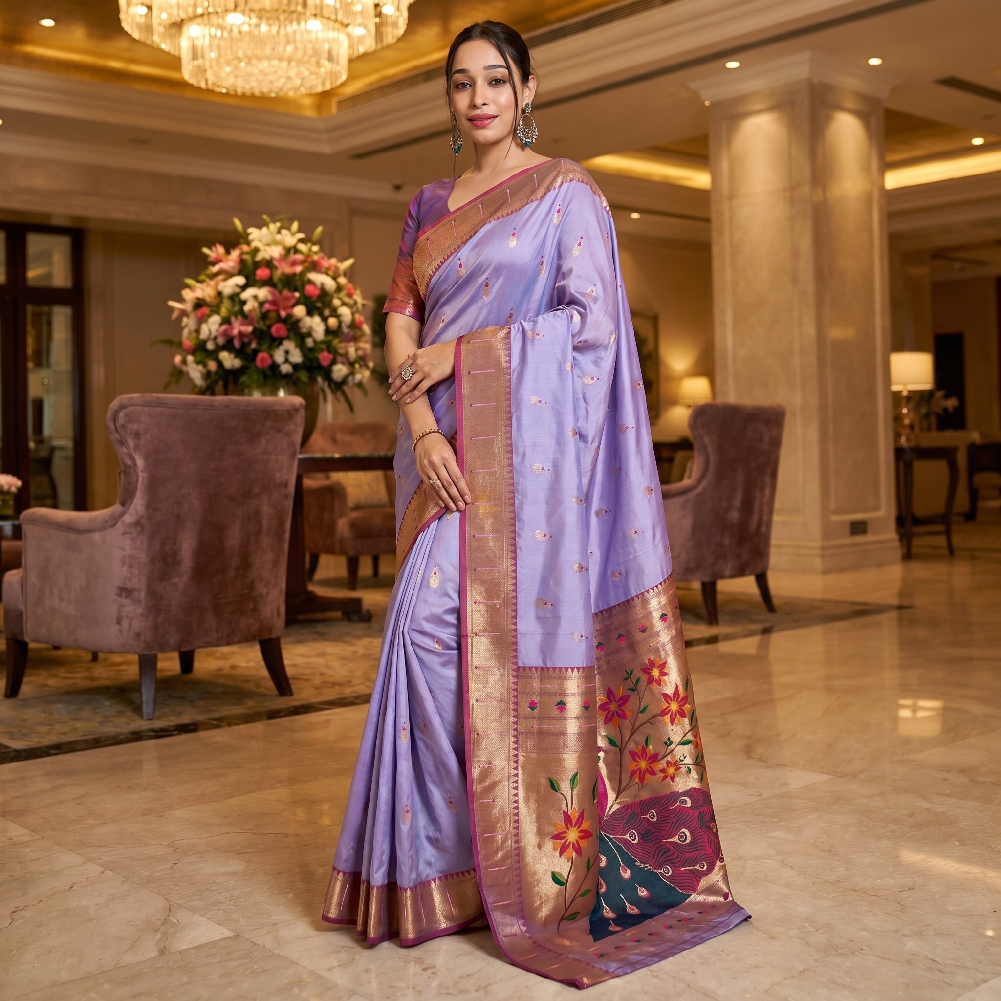 Mayurika Powerloom Paithani Silk (C) Ready To Wear Pocket Saree