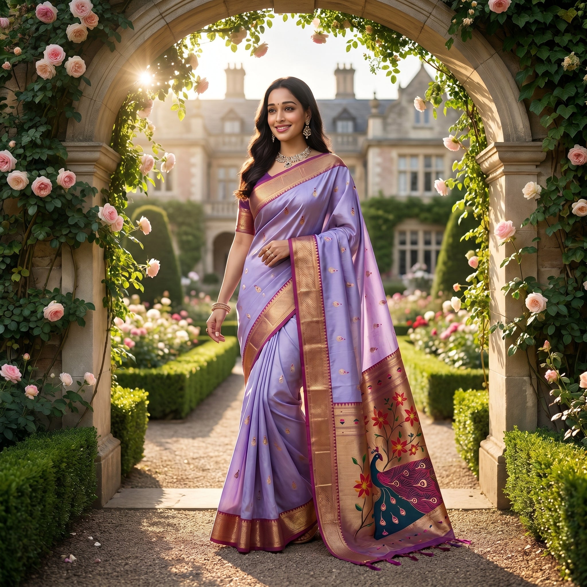 Mayurika Powerloom Paithani Silk (C) Ready To Wear Pocket Saree