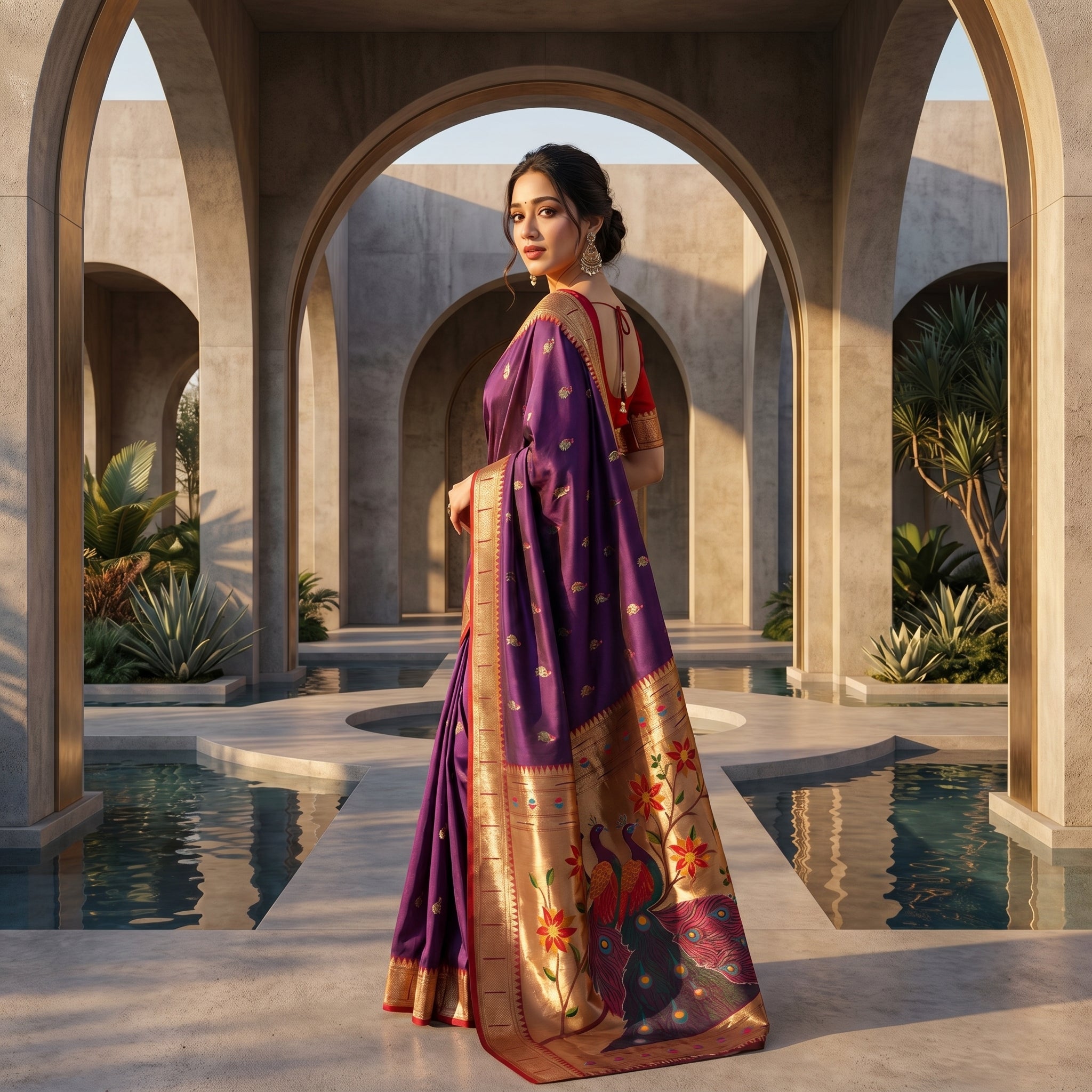 Mayurika Powerloom Paithani Silk (E) Ready To Wear Pocket Saree