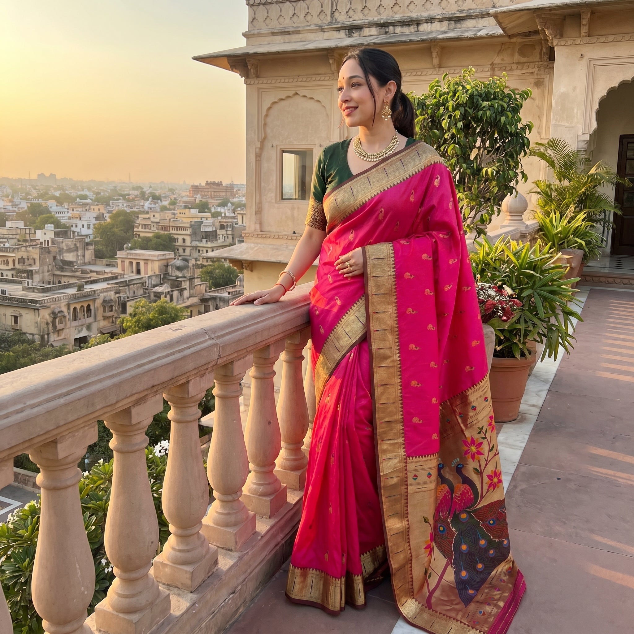 Mayurika Powerloom Paithani Silk (F) Ready To Wear Pocket Saree