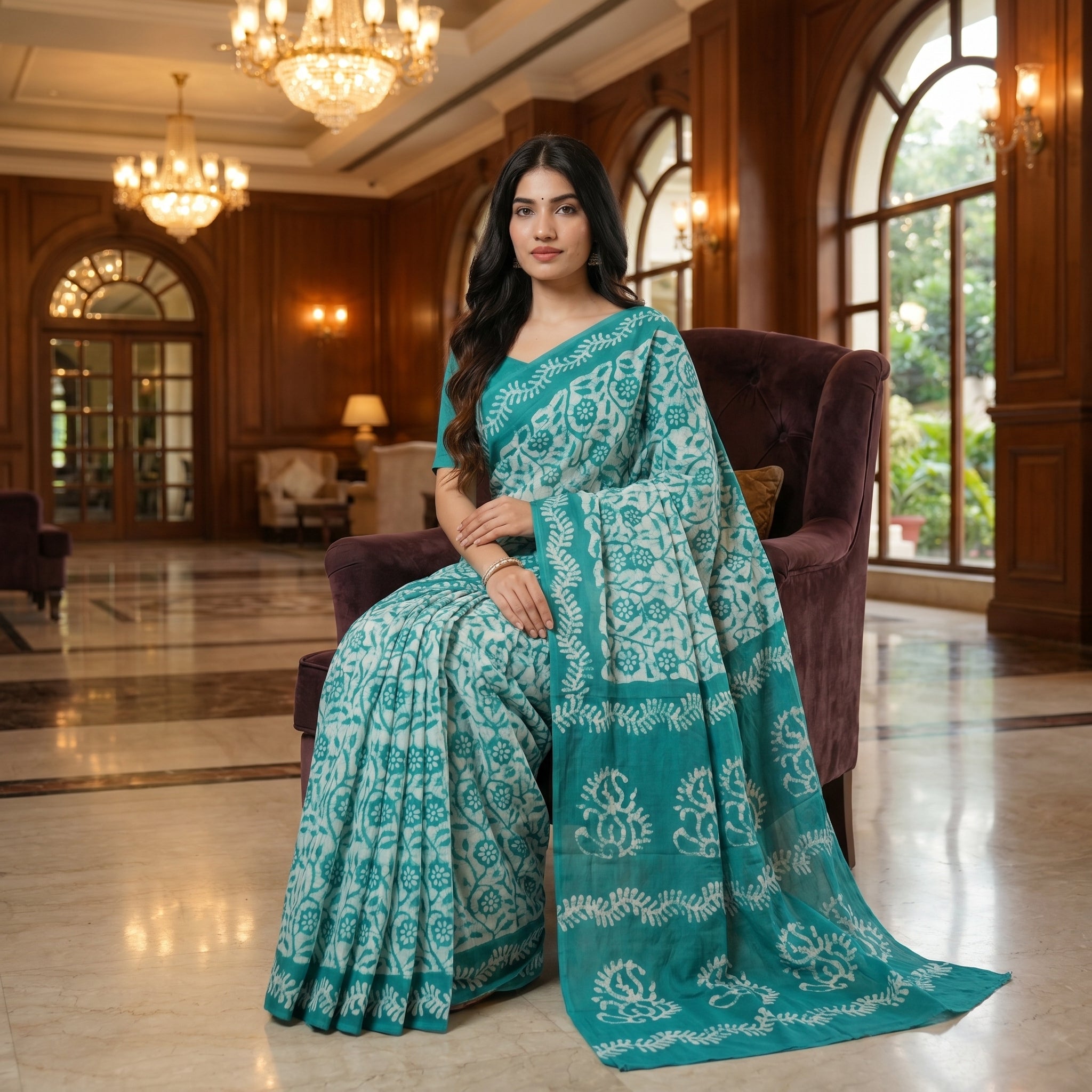Beanstalk Mul Cotton Ready To Wear Pocket Saree